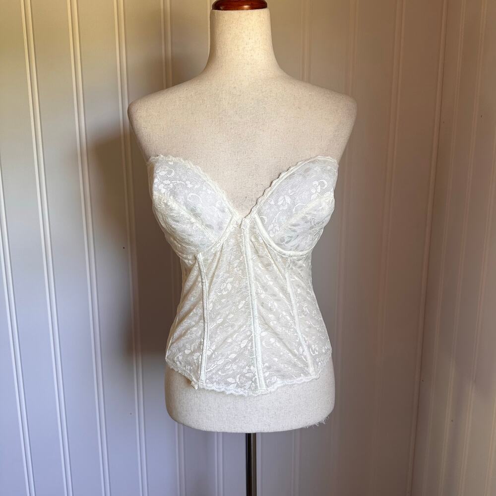 Vintage 80s/90s White Cream Lace Corset 38D